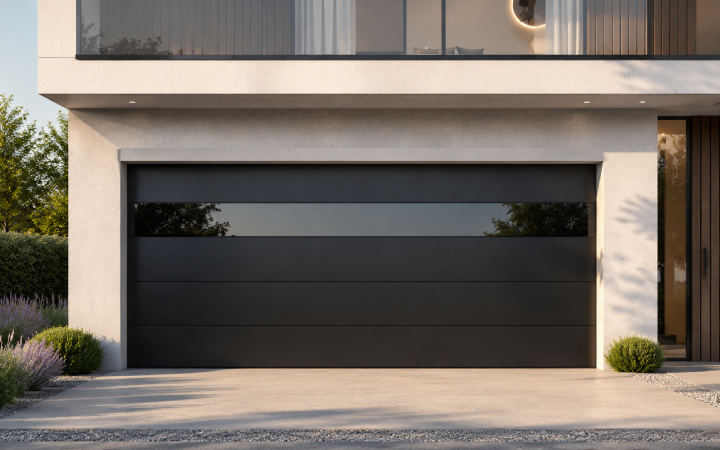 Contemporary Garage Door with Infinity Horizontal Glass