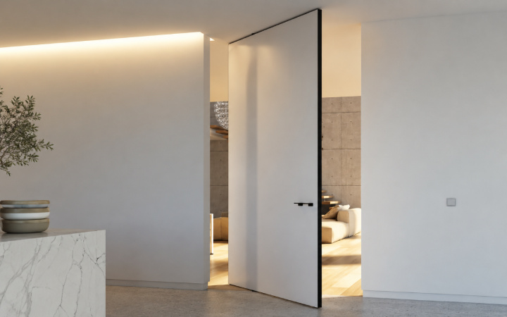 Pivot Door Flush-to-Wall Frame System