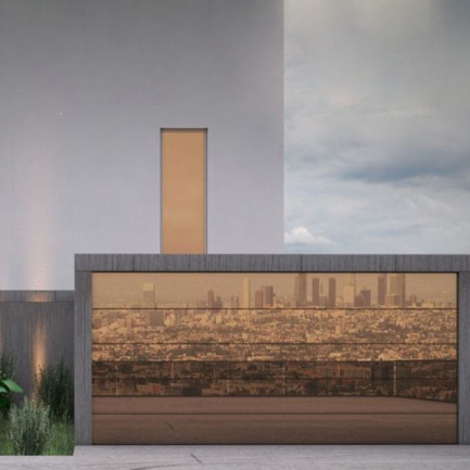 Frameless Glass Garage Door Moderno Bronze 16' x 10'