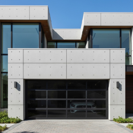 Full View 16' x 7' Glass Garage Door Alumi Black